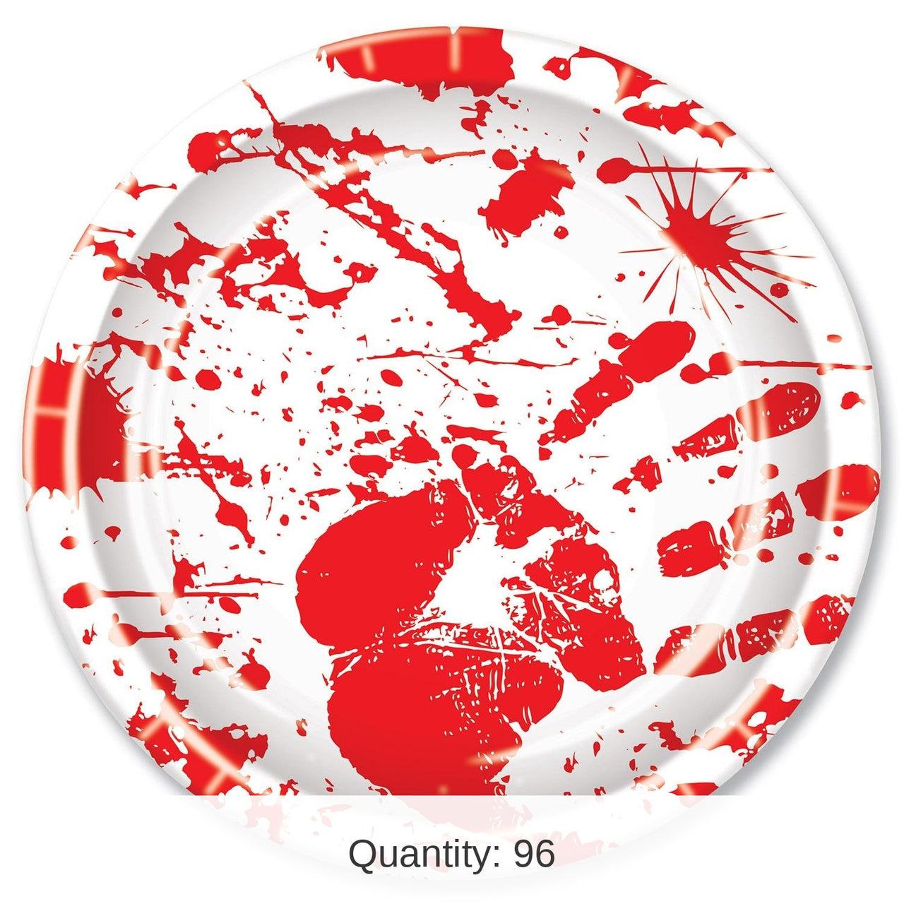 96 Pack Bulk Halloween Bloody Handprints Paper Plates 9 inch