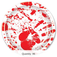 96 Pack Bulk Halloween Bloody Handprints Paper Plates 9 inch