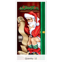 12 Pack Bulk Christmas Santa Restroom Door Cover