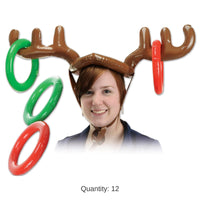 12 Pack Bulk Christmas Inflatable Reindeer Ring Toss