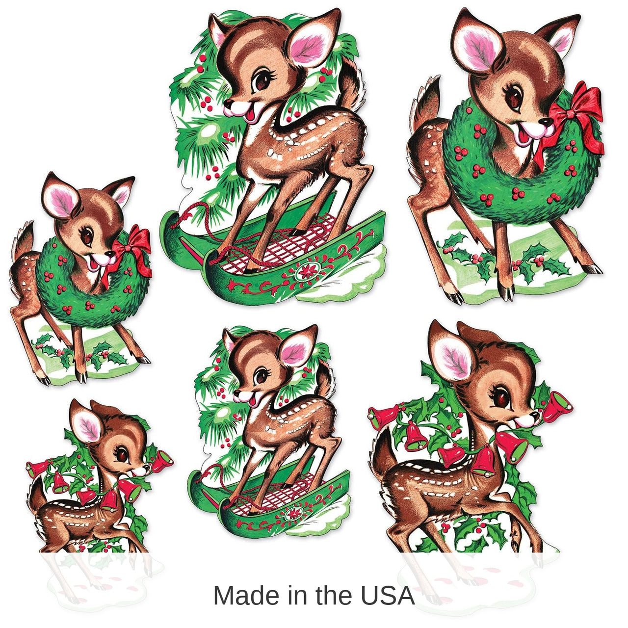 72 Pack Bulk Vintage Christmas Reindeer Cutouts