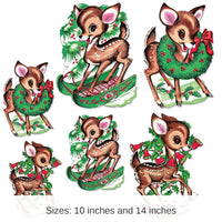 72 Pack Bulk Vintage Christmas Reindeer Cutouts