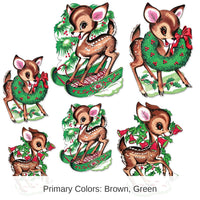 72 Pack Bulk Vintage Christmas Reindeer Cutouts