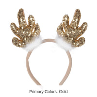 12 Pack Bulk Christmas Sequined Reindeer Antlers