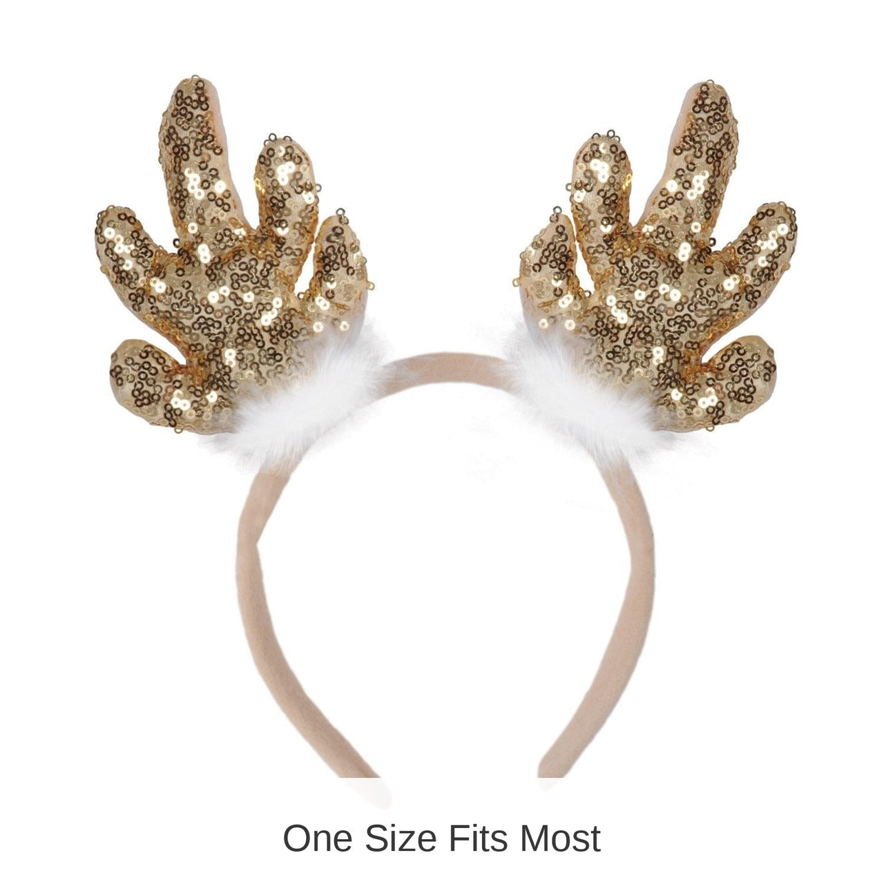12 Pack Bulk Christmas Sequined Reindeer Antlers