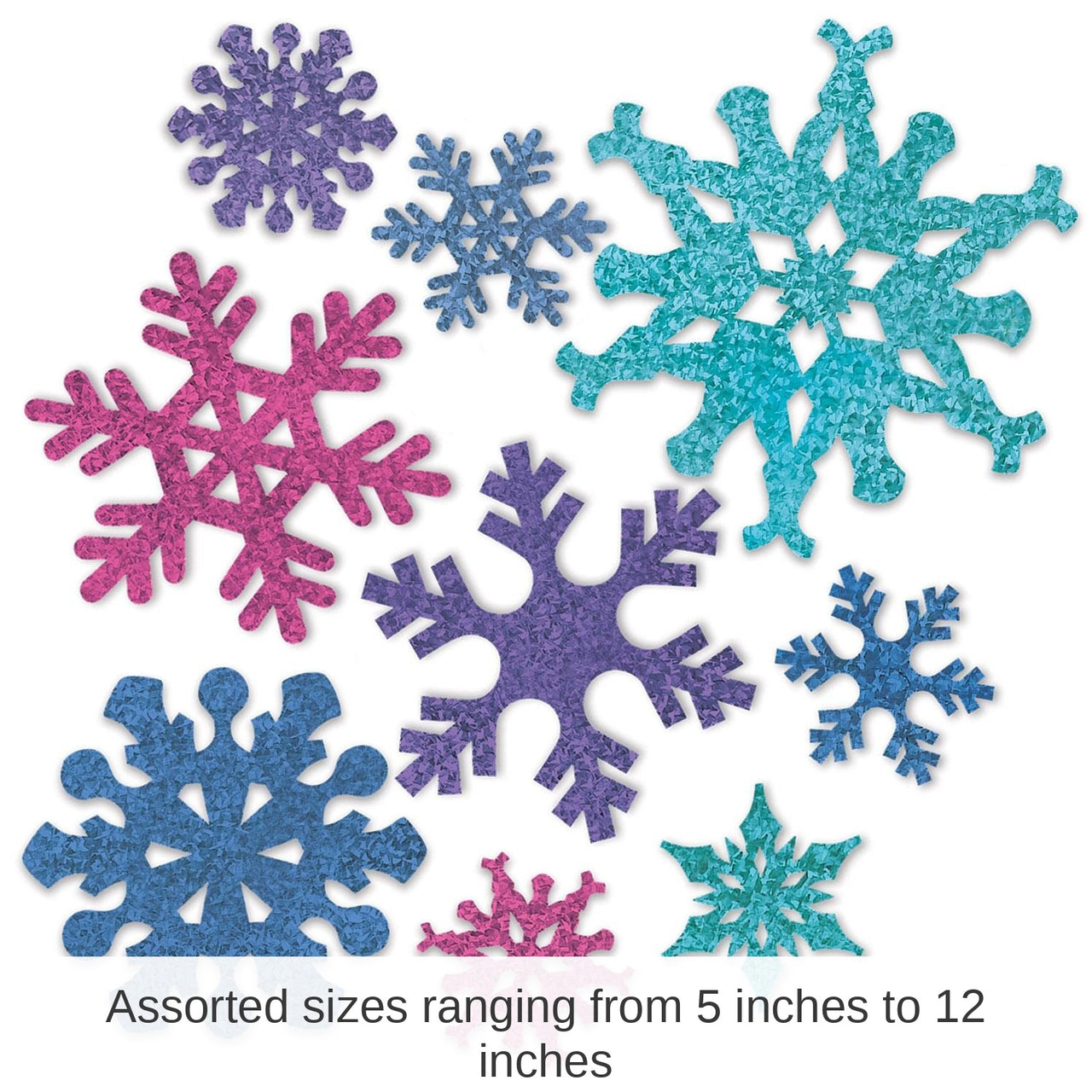 108 Pack Bulk Christmas Snowflake Cutouts- Asst Colors
