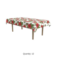 12 Pack Bulk Christmas Poinsettia Tablecover