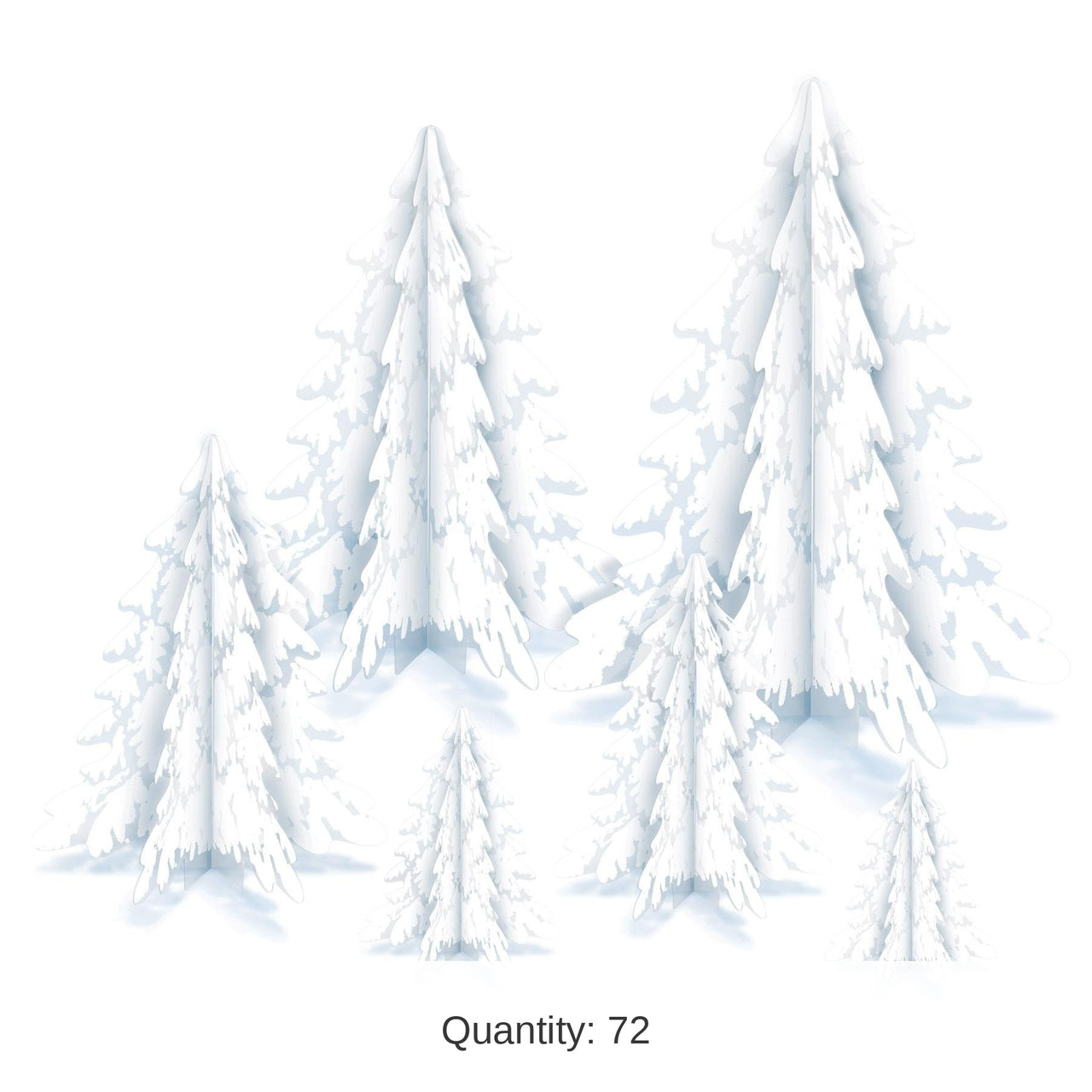 72 Pack Bulk Christmas 3-D Clear Plastic Winter Pine Tree Centerpieces