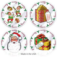 48 Pack Bulk Christmas Plastic Santa's Workshop Round Placemats