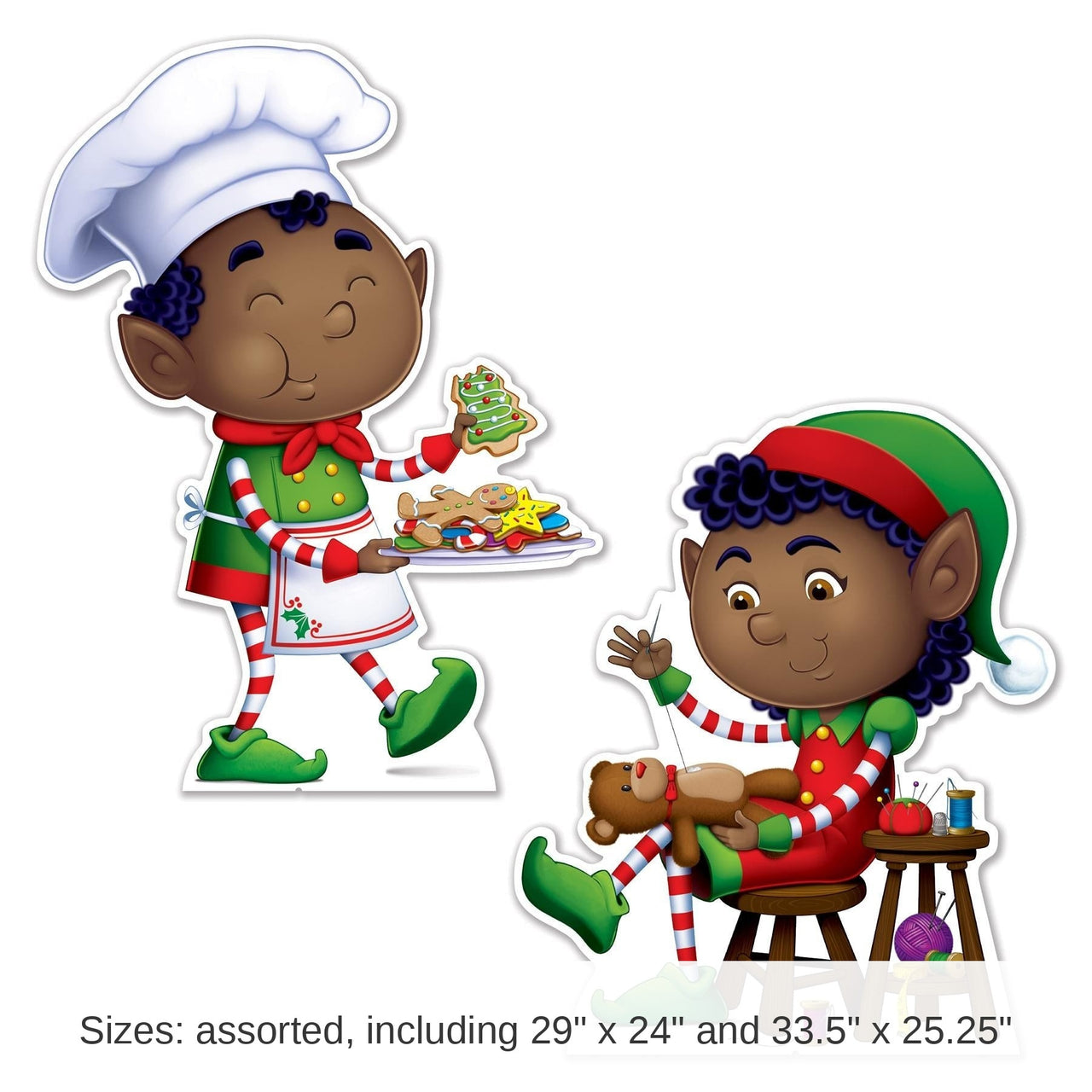 8 Pack Bulk Elves Stand-Up Decorations