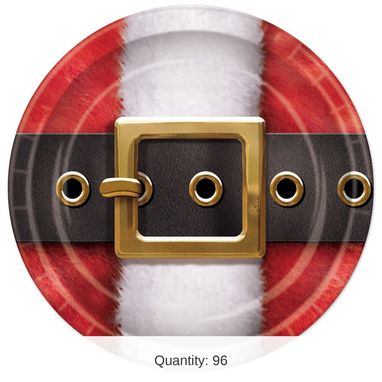 96 Pack Bulk Santa's Belt Buckle Paper Plates