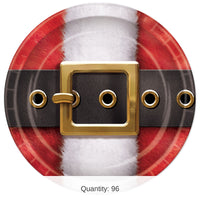 96 Pack Bulk Santa's Belt Buckle Paper Plates