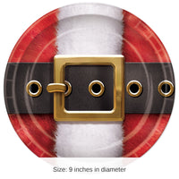 96 Pack Bulk Santa's Belt Buckle Paper Plates