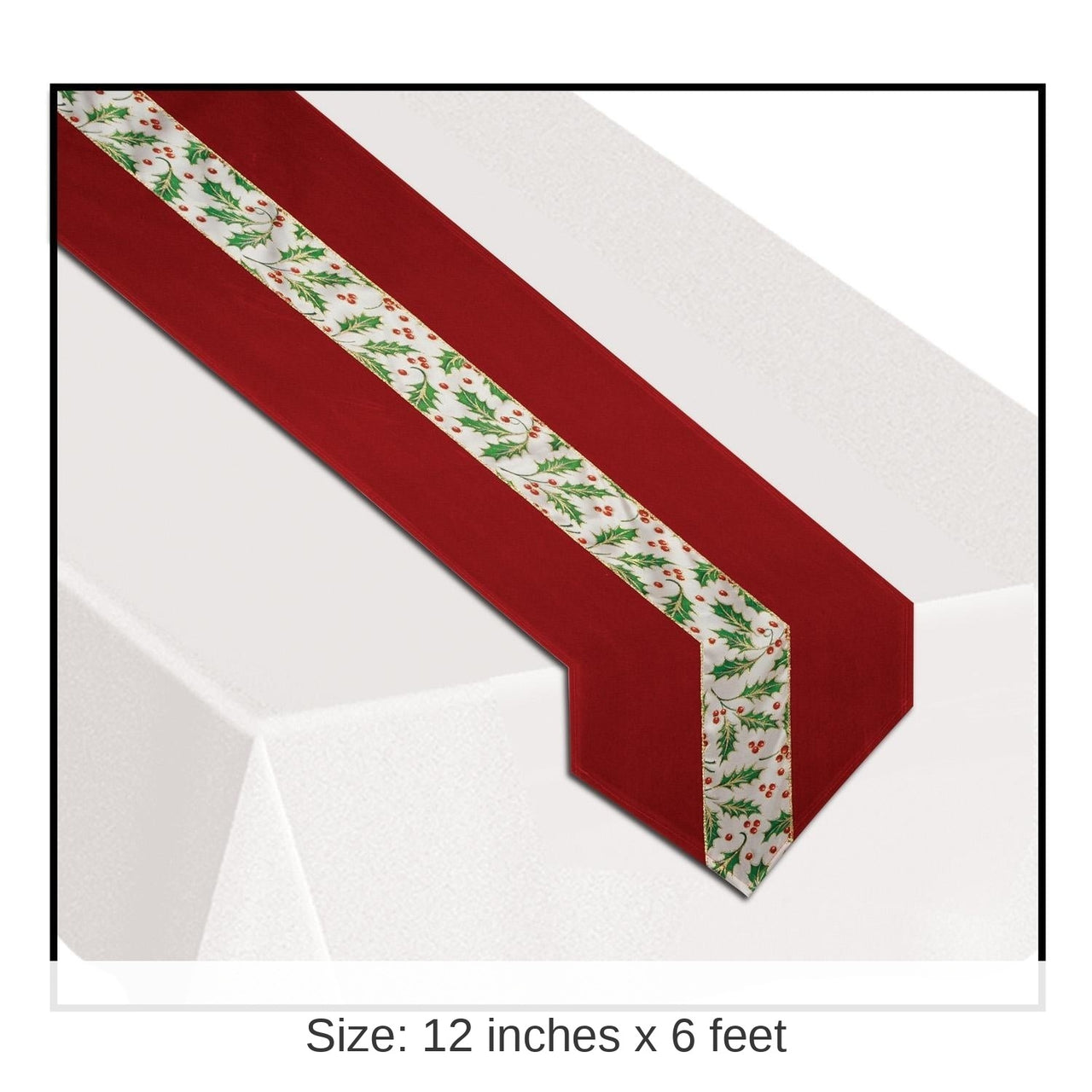 6 Pack Bulk Christmas Holly Fabric Table Runner