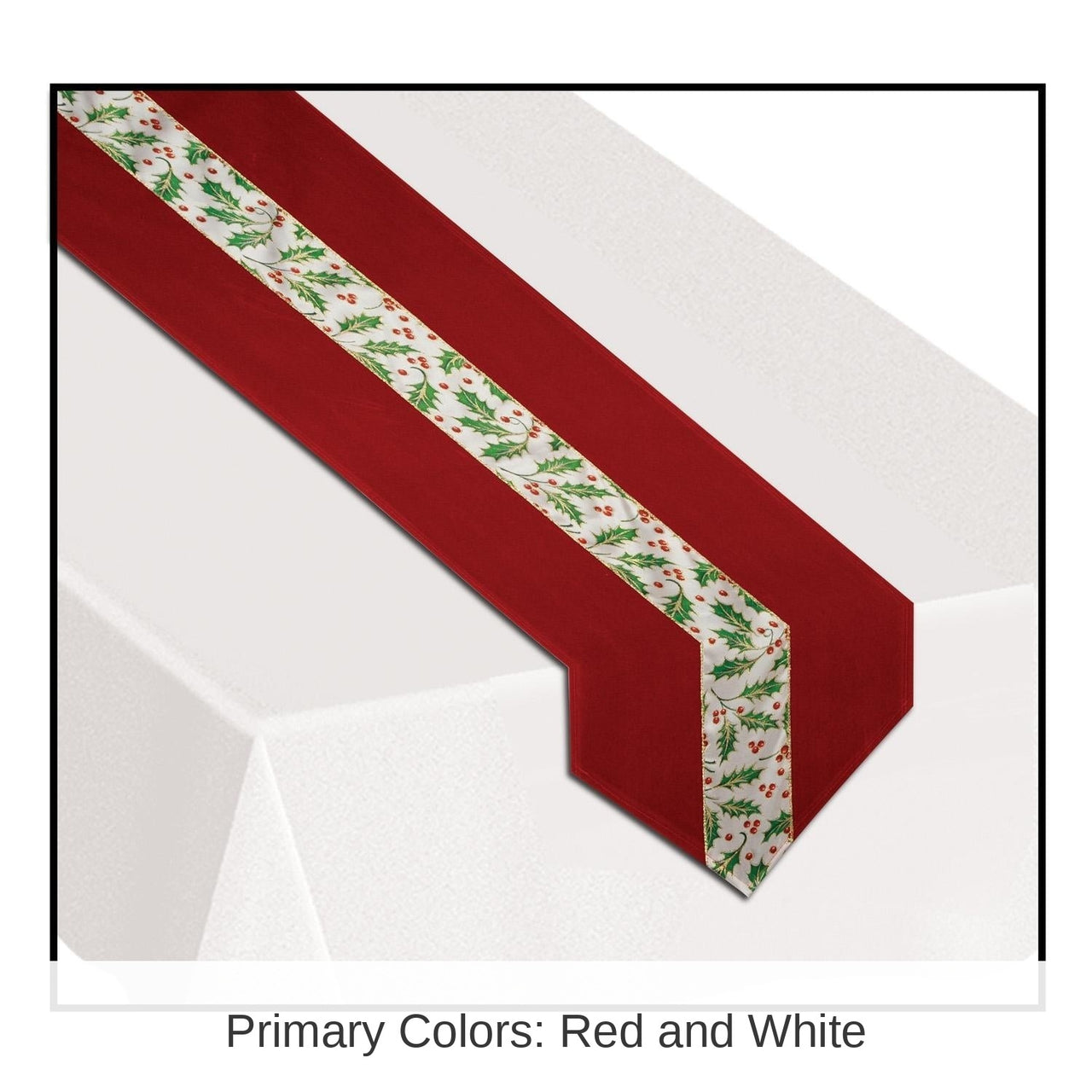 6 Pack Bulk Christmas Holly Fabric Table Runner