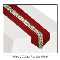 6 Pack Bulk Christmas Holly Fabric Table Runner