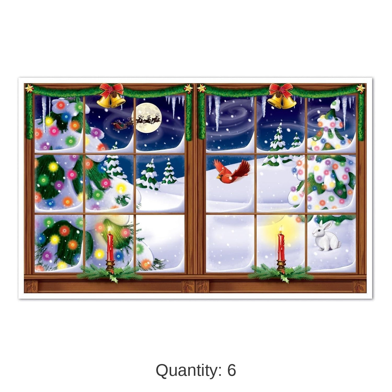 6 Pack Bulk Snowy Christmas Insta-View Decoration