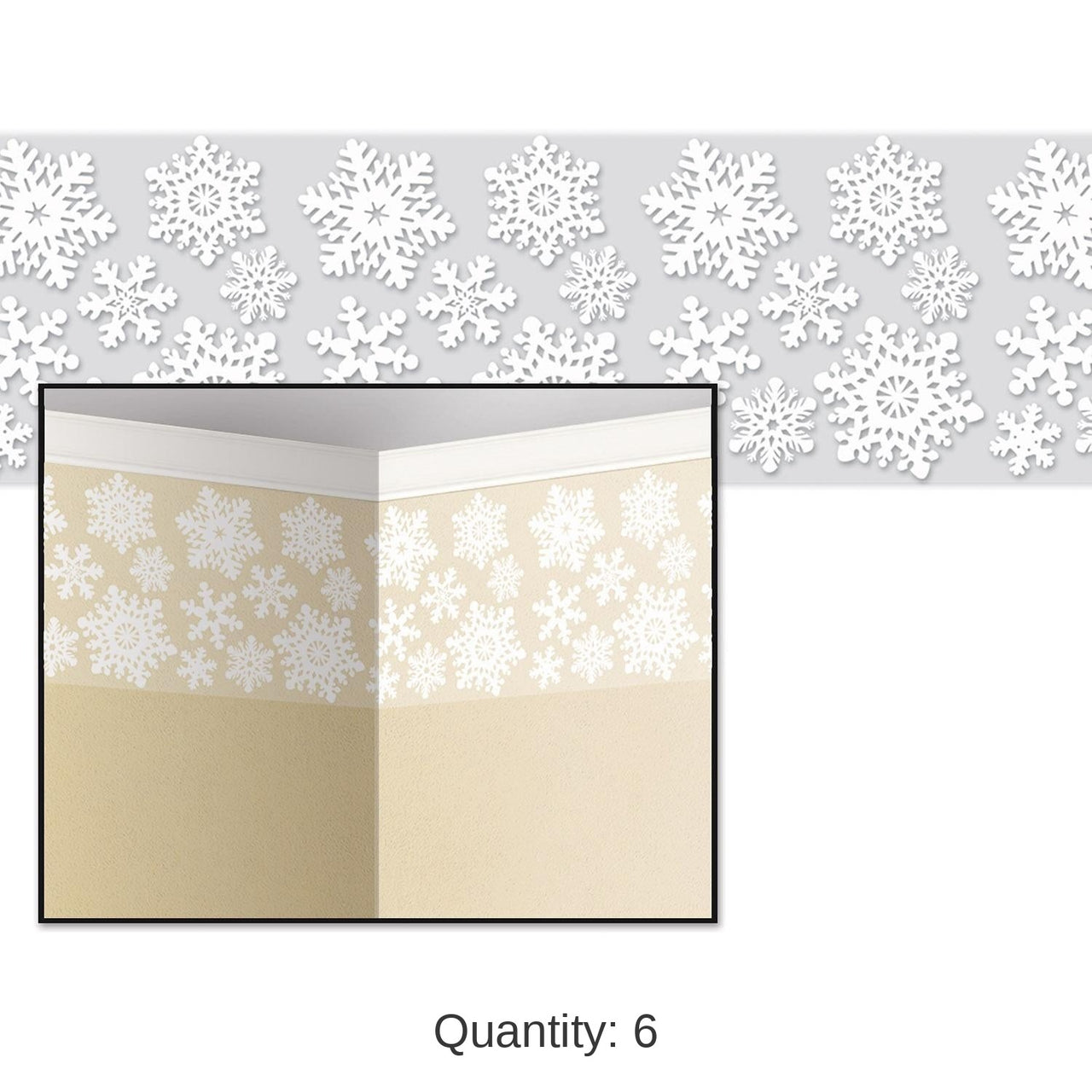 6 Pack Bulk Christmas Snowflake Border Trim Wall Decoration