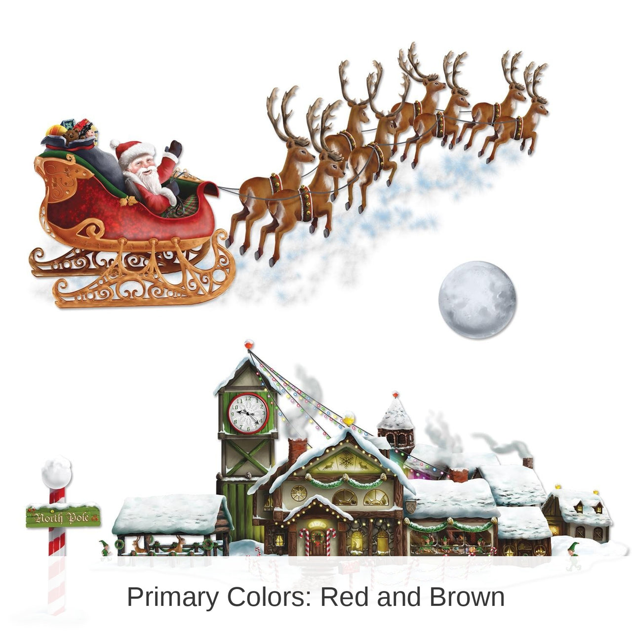 48 Piece Bulk Christmas Santa's Sleigh/Workshop Props