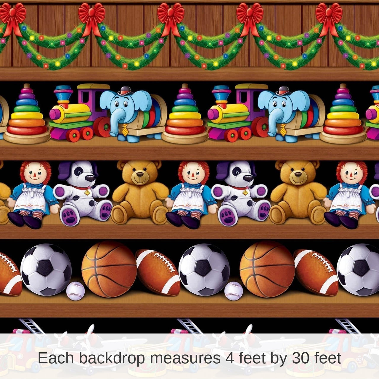 6 Pack Bulk Christmas Santa's Workshop Backdrop