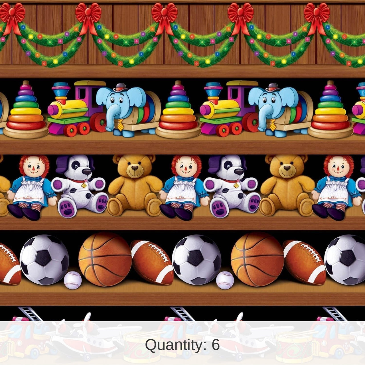 6 Pack Bulk Christmas Santa's Workshop Backdrop