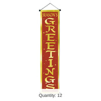 12 Pack Bulk Christmas Season's Greetings Velvet-Lame Door Panel