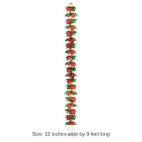 12 Pack Bulk Christmas Poinsettia/Holly Garland/Column