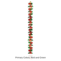 12 Pack Bulk Christmas Poinsettia/Holly Garland/Column