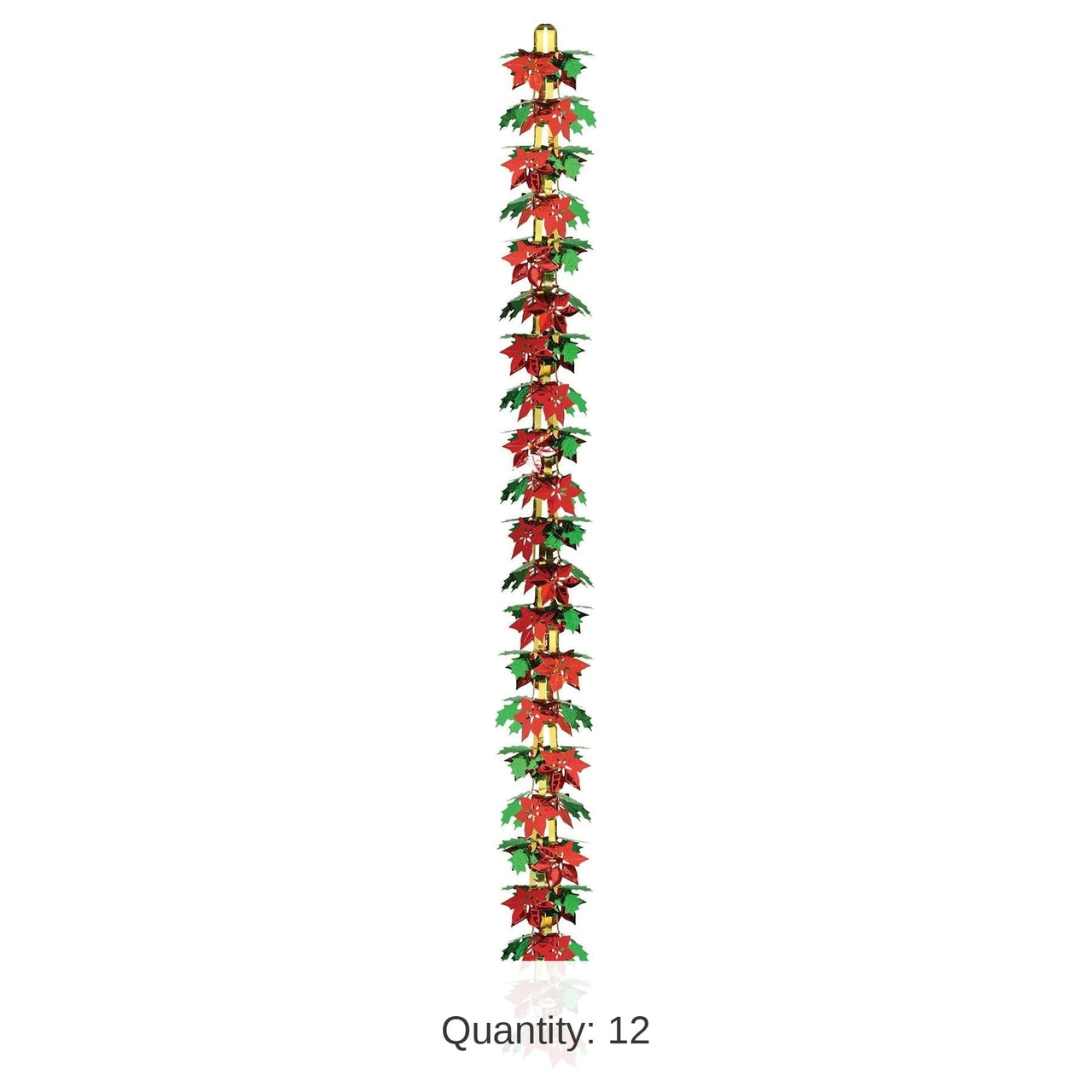 12 Pack Bulk Christmas Poinsettia/Holly Garland/Column