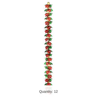 12 Pack Bulk Christmas Poinsettia/Holly Garland/Column