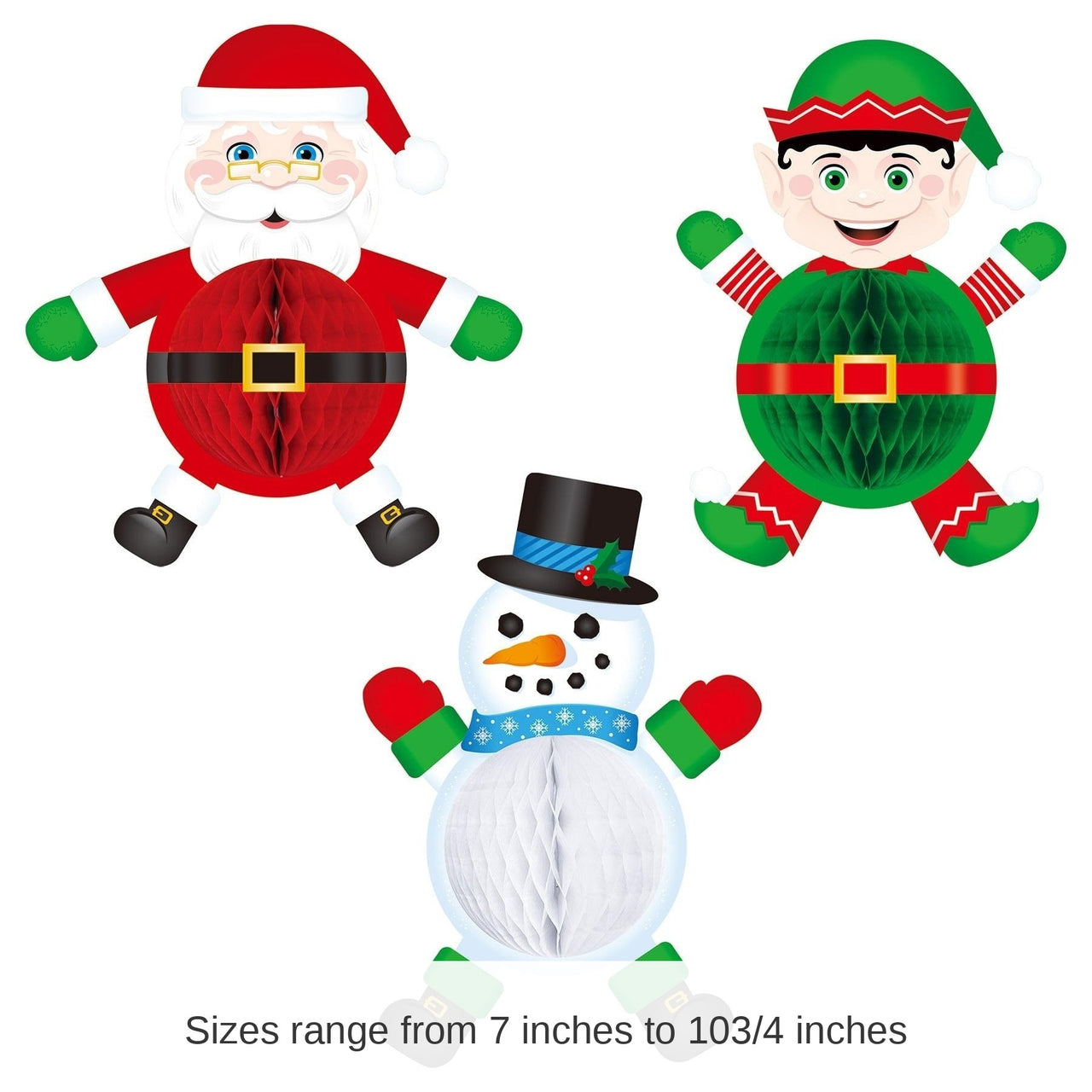 36 Piece Bulk Tissue Elf, Santa/Snowman Decorations