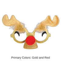 12 Pack Bulk Christmas Glittered Reindeer Glasses