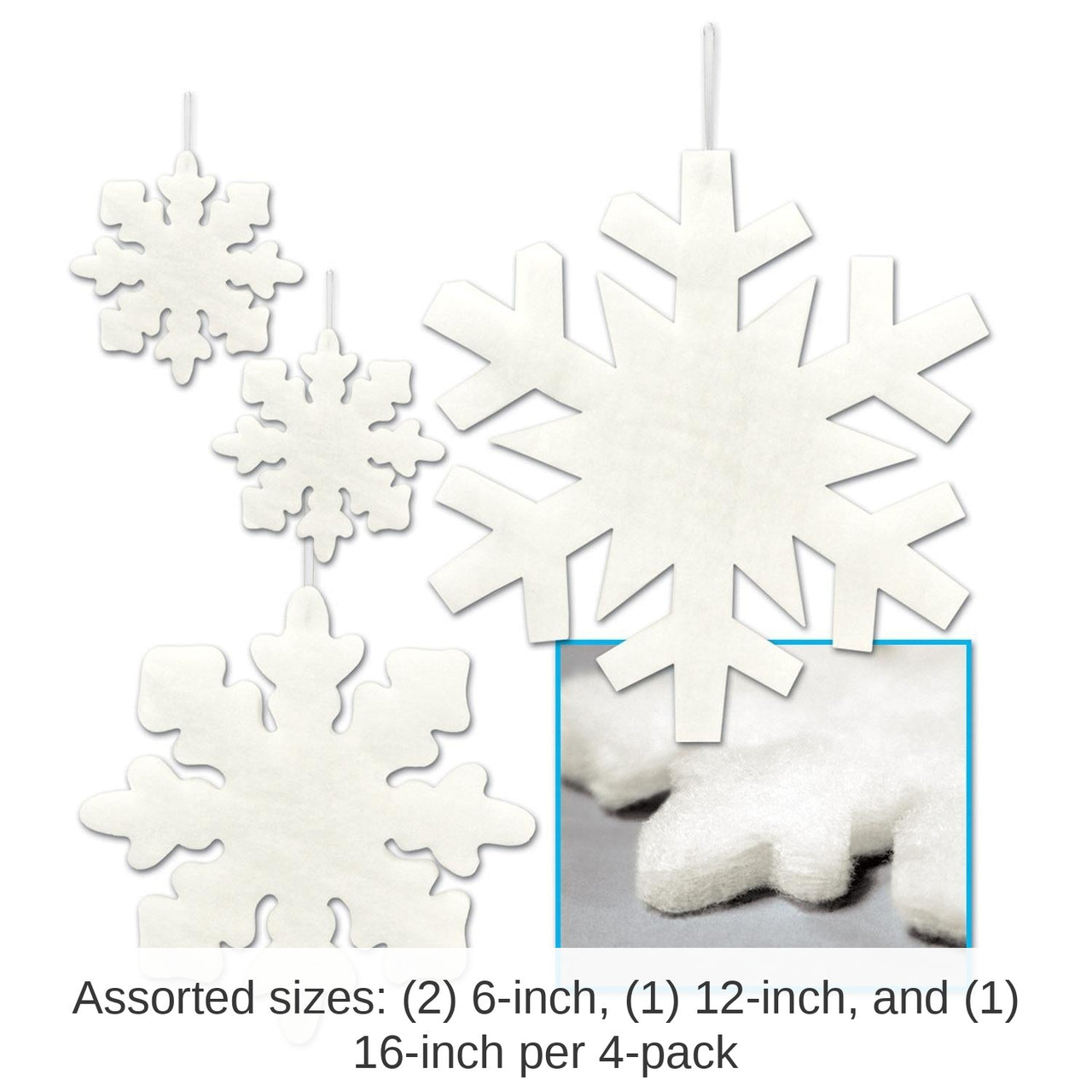 48 Piece Bulk Christmas Fluffy Snowflakes