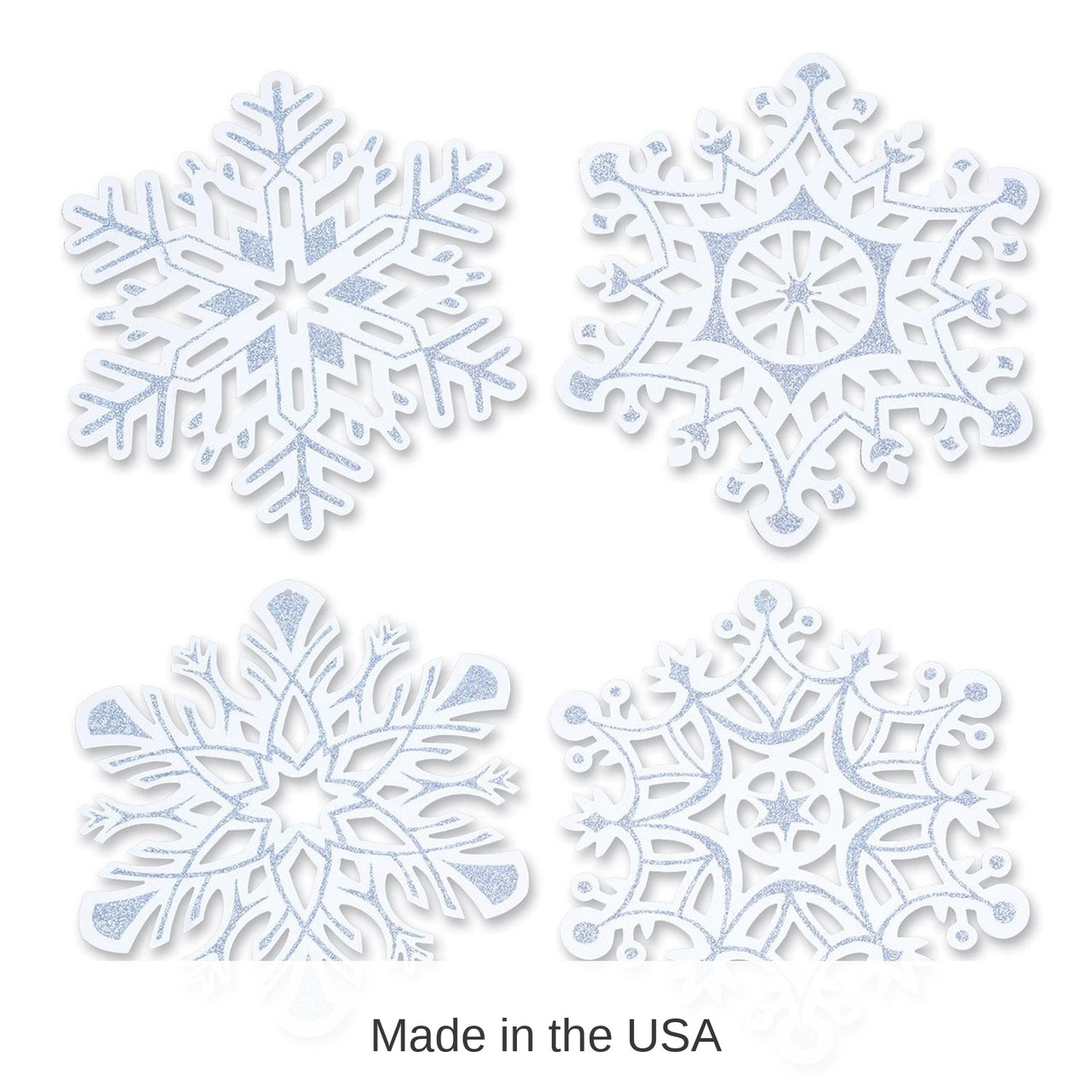 24 Pack Bulk Christmas Glittered Snowflake Cutouts