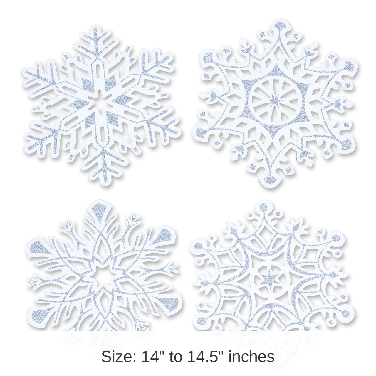 24 Pack Bulk Christmas Glittered Snowflake Cutouts