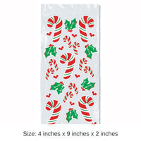 300 Pack Bulk Christmas Candy Cane/Holly Cello Bags