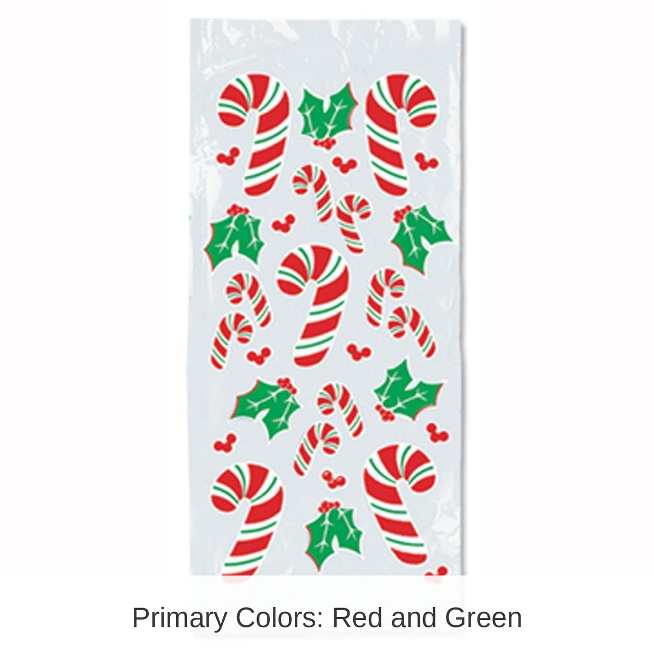 300 Pack Bulk Christmas Candy Cane/Holly Cello Bags