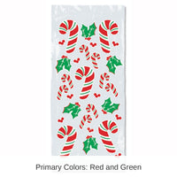 300 Pack Bulk Christmas Candy Cane/Holly Cello Bags