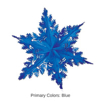 12 Piece Bulk Christmas Metallic Winter Snowflake - blue