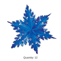 12 Piece Bulk Christmas Metallic Winter Snowflake - blue
