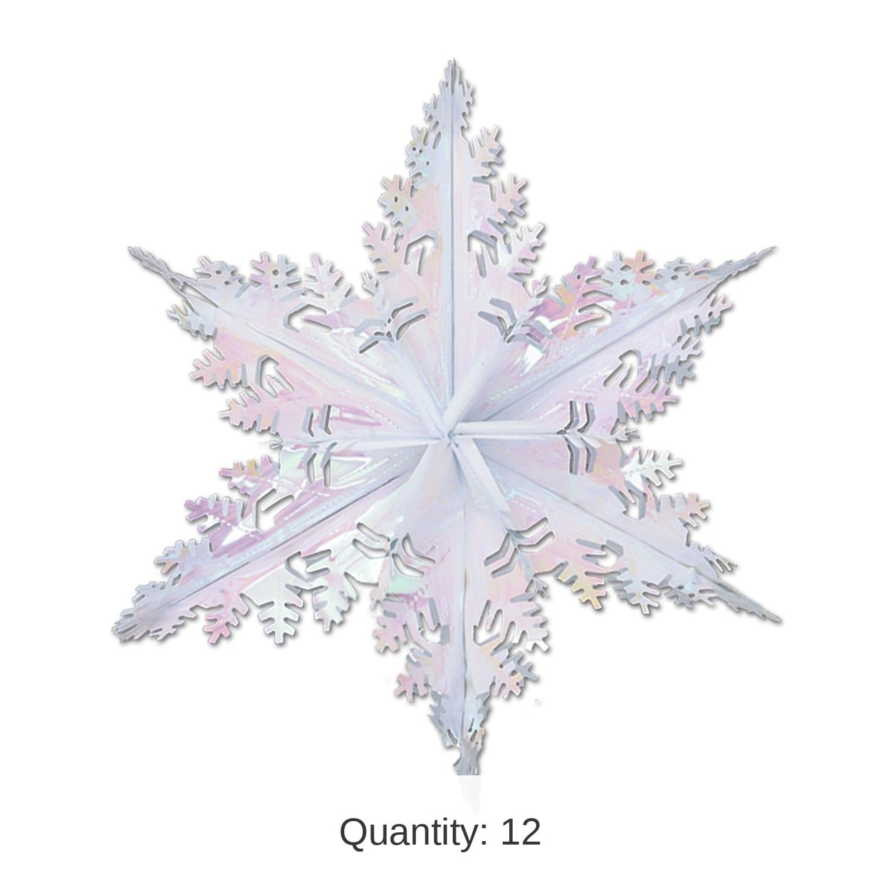 12 Piece Bulk Christmas Metallic Winter Snowflake - opalescent