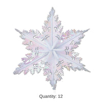12 Piece Bulk Christmas Metallic Winter Snowflake - opalescent