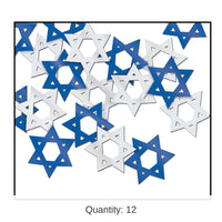 12 Pack Bulk Confetti Star Of David blue/silver (0.5 Oz/Pkg)