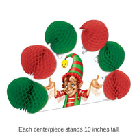 12 Pack Bulk Christmas Elf 2-Sided Centerpiece