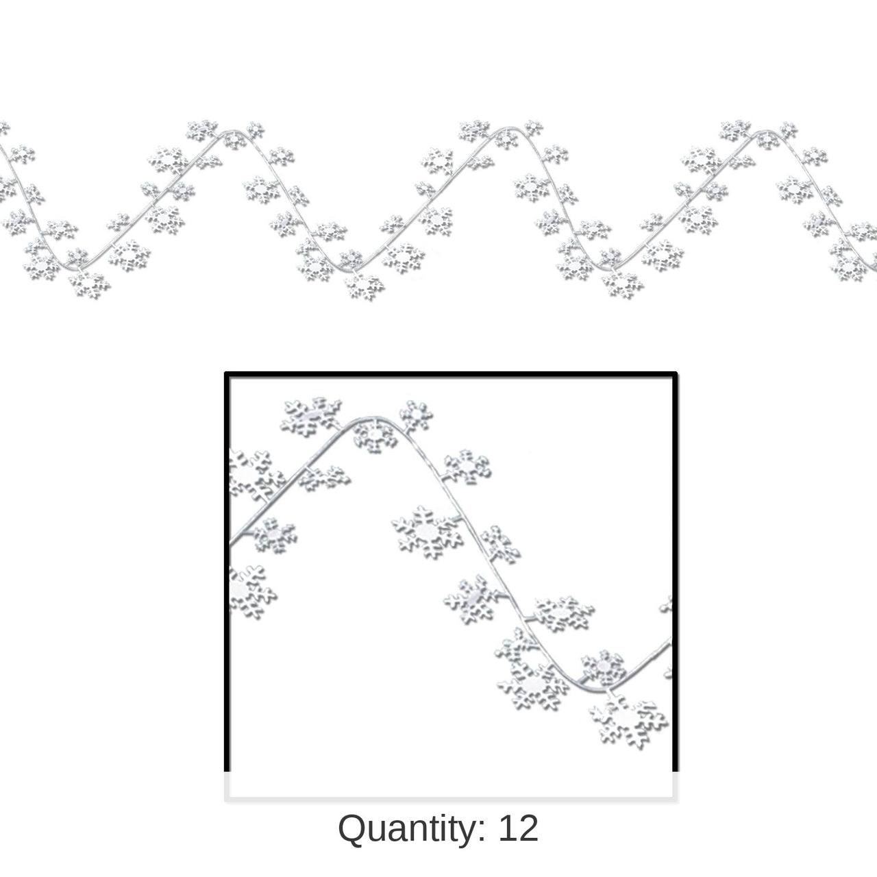 12 Pack Bulk Christmas Gleam 'N Flex Snowflake Garland