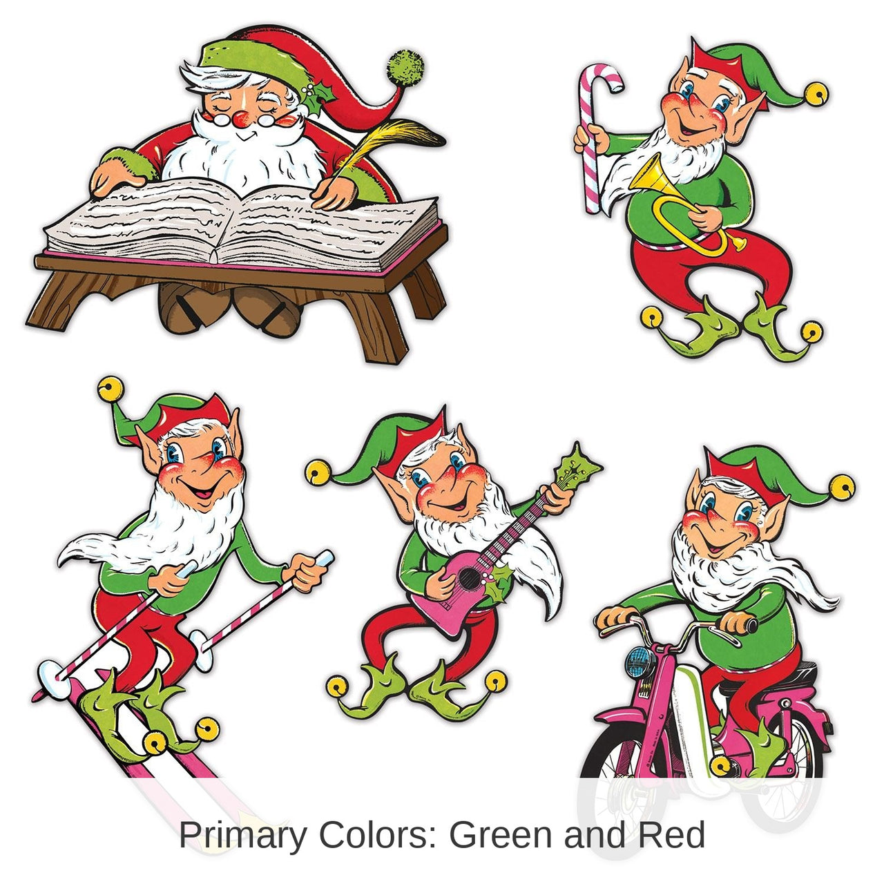 60 Piece Bulk Vintage Christmas Santa/Elves Cutouts