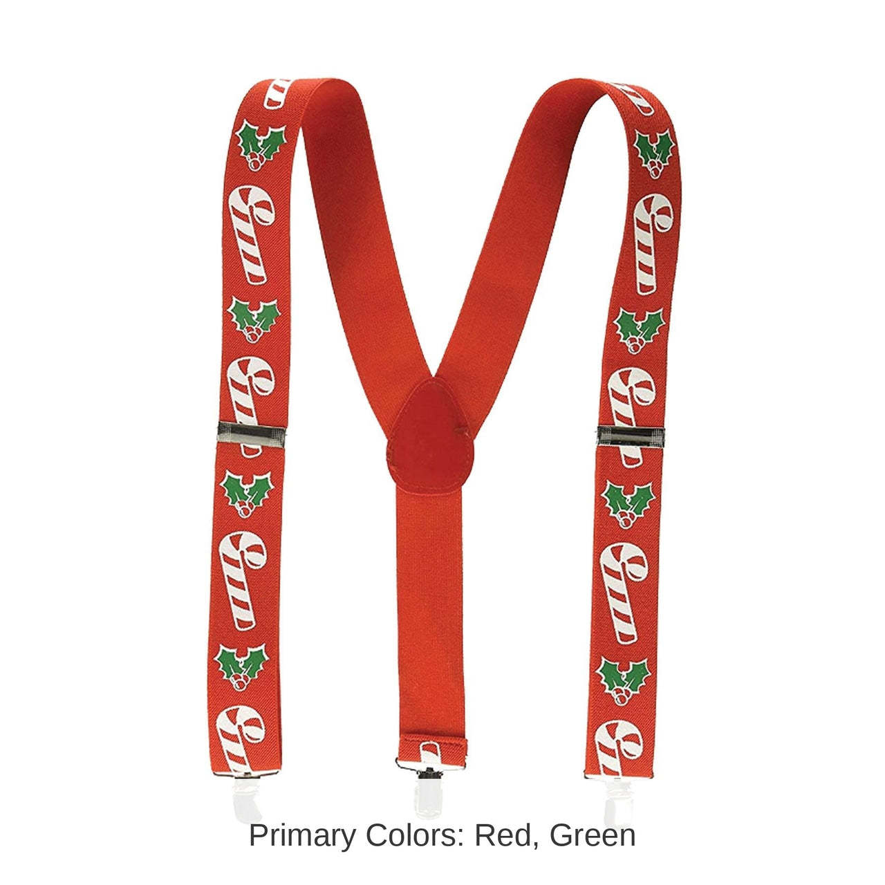 12 Pack Bulk Christmas Candy Cane/Holly Suspenders
