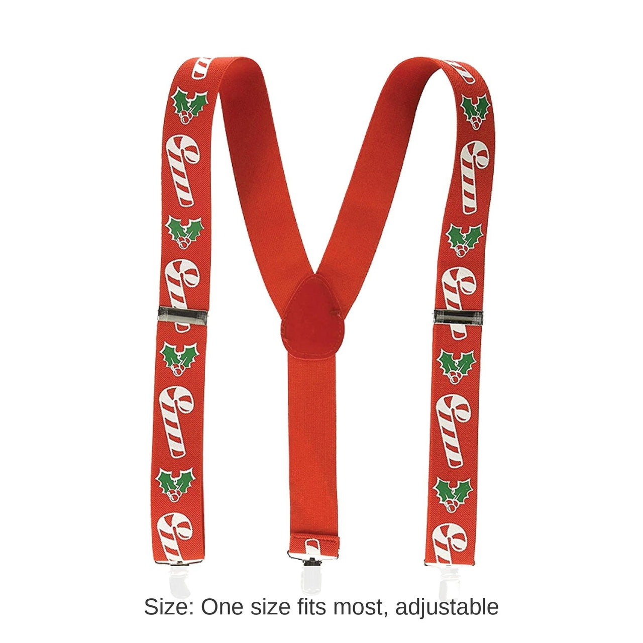 12 Pack Bulk Christmas Candy Cane/Holly Suspenders