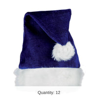 12 Pack Bulk Christmas Santa Hat - blue