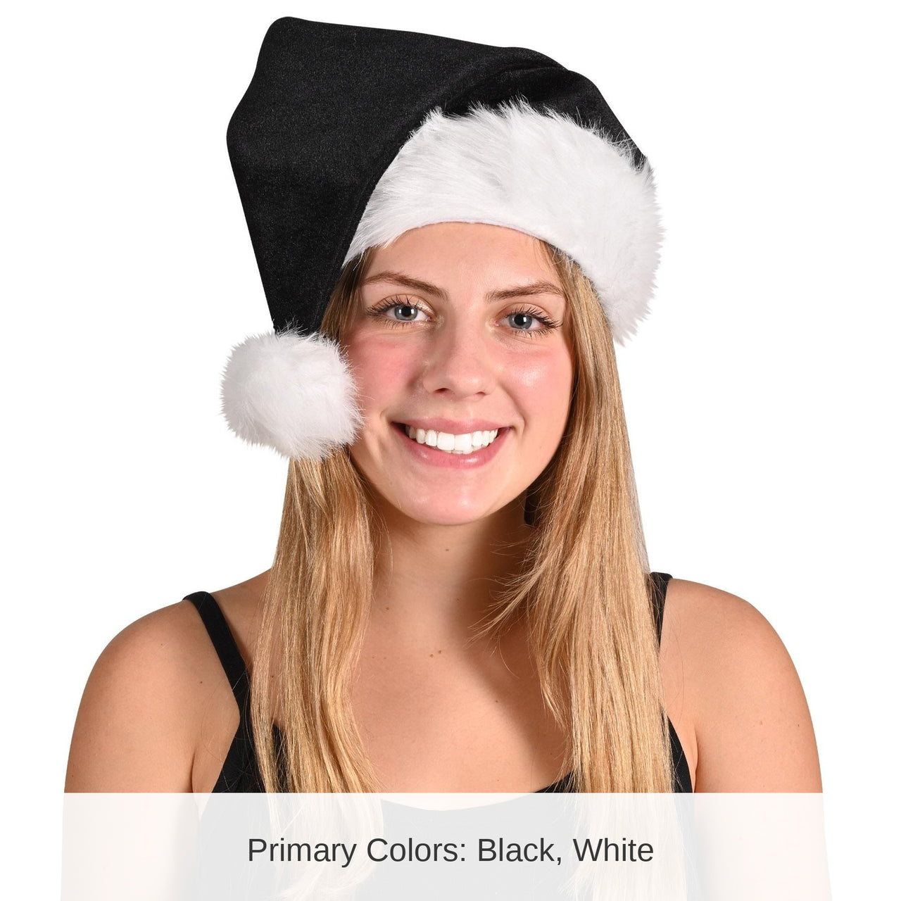 12 Pack Bulk Black Santa Hat